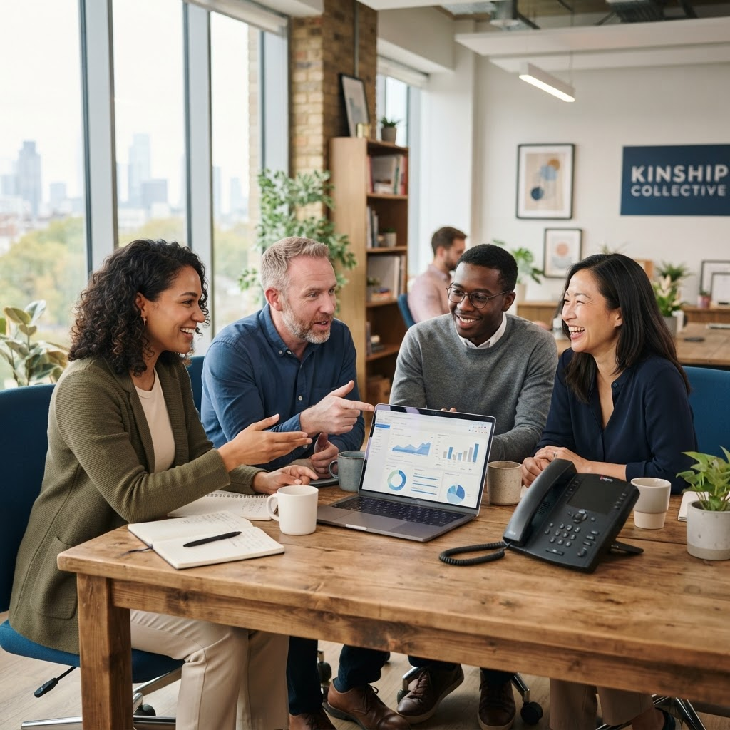 Small business team collaborating in a modern office